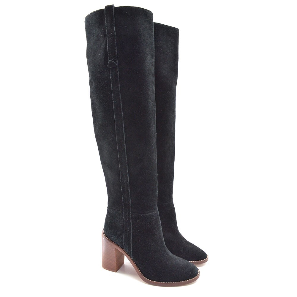 Madewell Jimmy Black Suede Heeled Over the Knee Boots 7